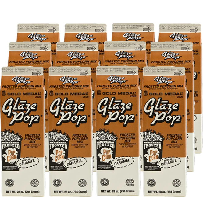 Saborizante en polvo Glaze Pop sabor caramelo, caja x 12 unidades de 28 oz - Gold Medal